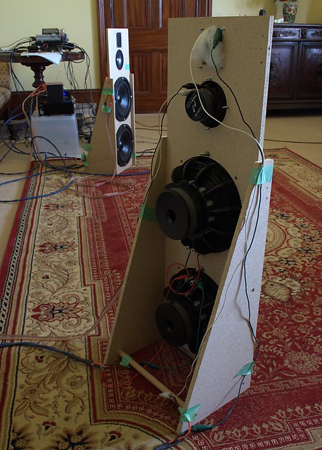 Open-baffle speakers and electronics from left side